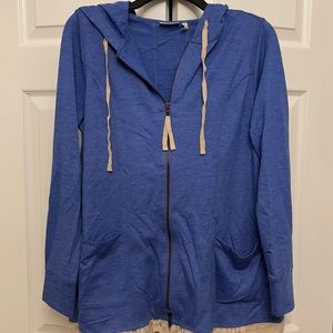Logo lounge blue zip up hoodie